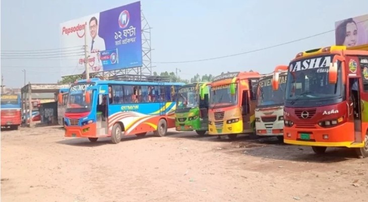 শ্রমিক নেতাকে মারধরের প্রতিবাদে রংপুর-নীলফামারী রুটের সব বাস বন্ধ