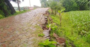 গলাচিপা উপজেলার পানপট্টি হিন্দুপাড়া ব্রিজের এপ্রোচ সড়ক ধসে পড়ছে